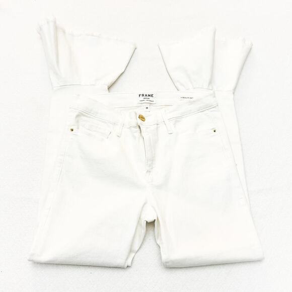 Frame Le Skinny De Jeanne Blanc Flared White Denim Jeans LSJFLRE403 Size 29 - Picture 4 of 9